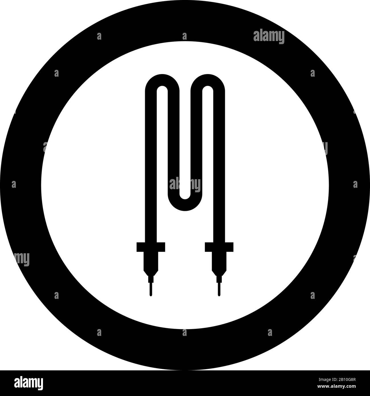 Thermal electric heating element icon in circle round black color
