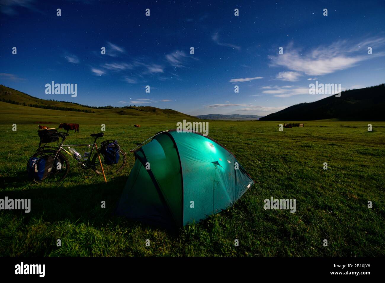 Camping in the Mongolian steppe, Mongolia Stock Photo - Alamy