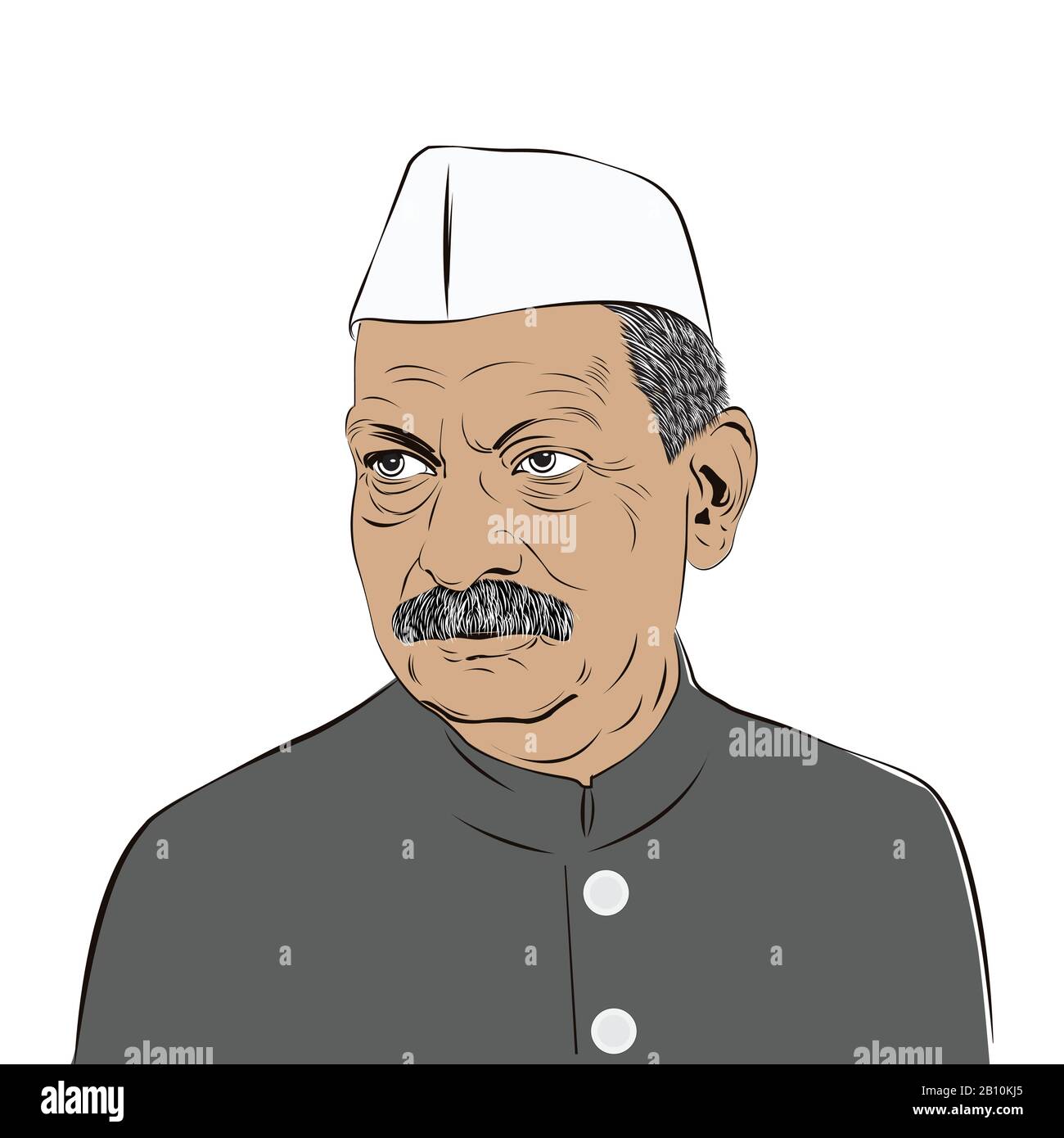 Rajendra Prasad (1884 - 1963), first President of India,  Indian political leader and lawyer. Dr. Rajendra Prasad  vector image. Stock Vector