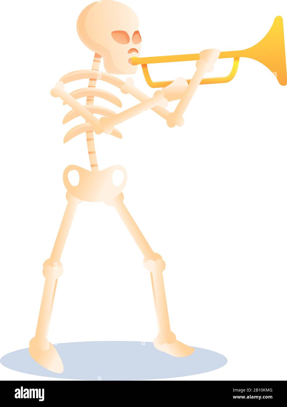 Skeleton playing trumpet icon. Cartoon of skeleton playing trumpet