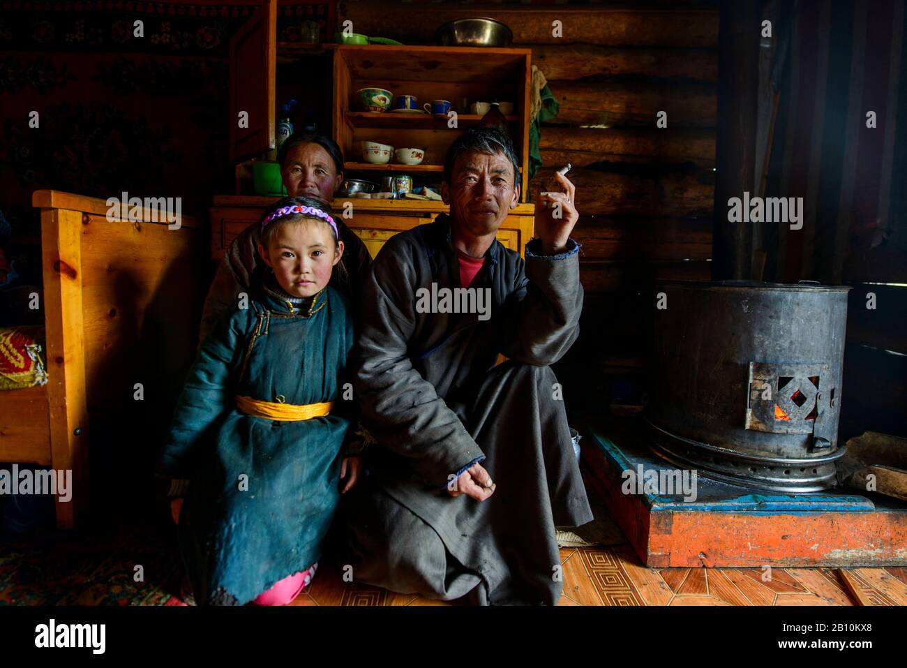 Mongolian nomadic family, Mongolia Stock Photo - Alamy