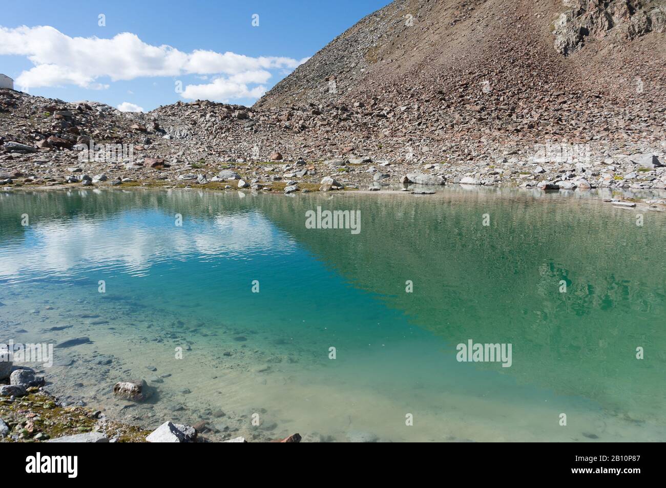 Hiking mountain trek with lake blue water attraction Stock Photo - Alamy