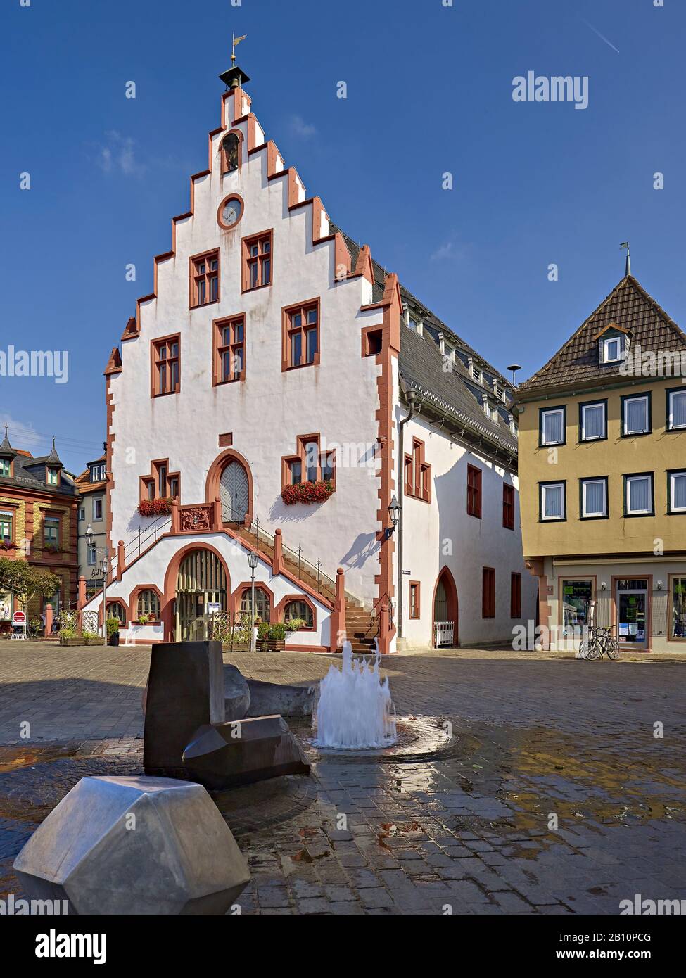 Old city hall at the market in Karlstadt, Main-Spessart, Lower Franconia, Germany Stock Photo