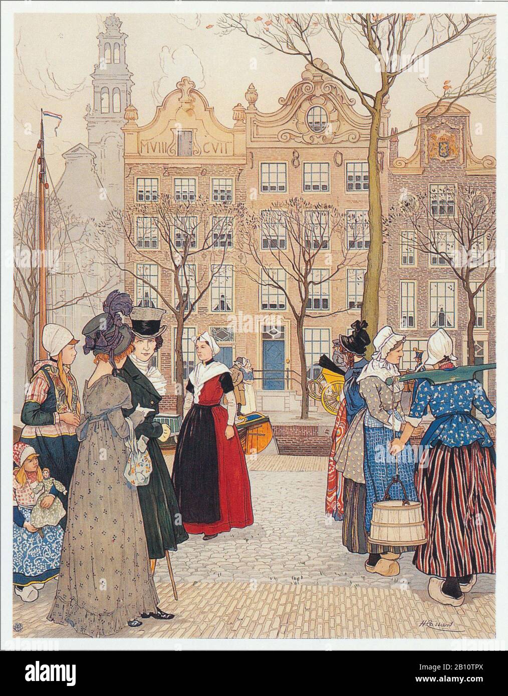 Amsterdam jordaan - Illustration by Henri Cassiers (1858 - 1944) Stock Photo