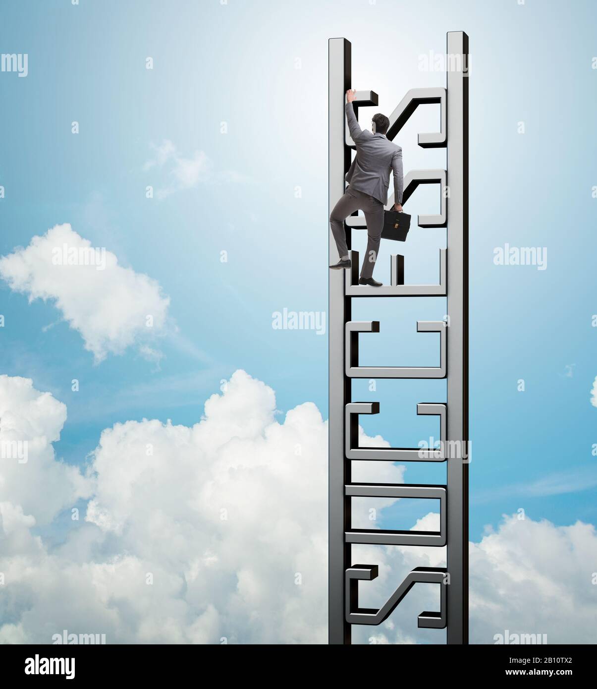 The businessman climbing the career ladder of success Stock Photo - Alamy image.