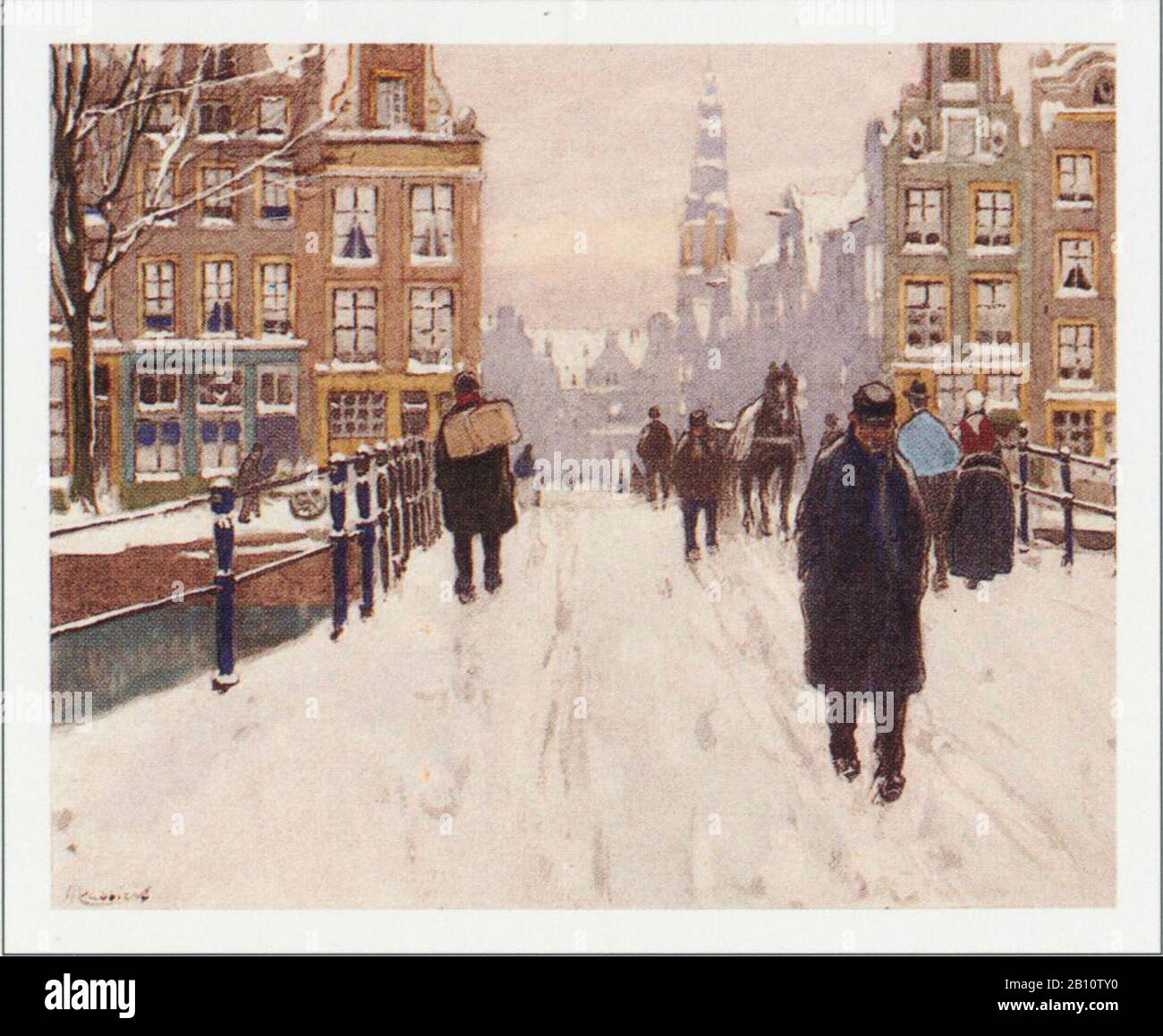 Amsterdam raadhuisstraat - Illustration by Henri Cassiers (1858 - 1944) Stock Photo