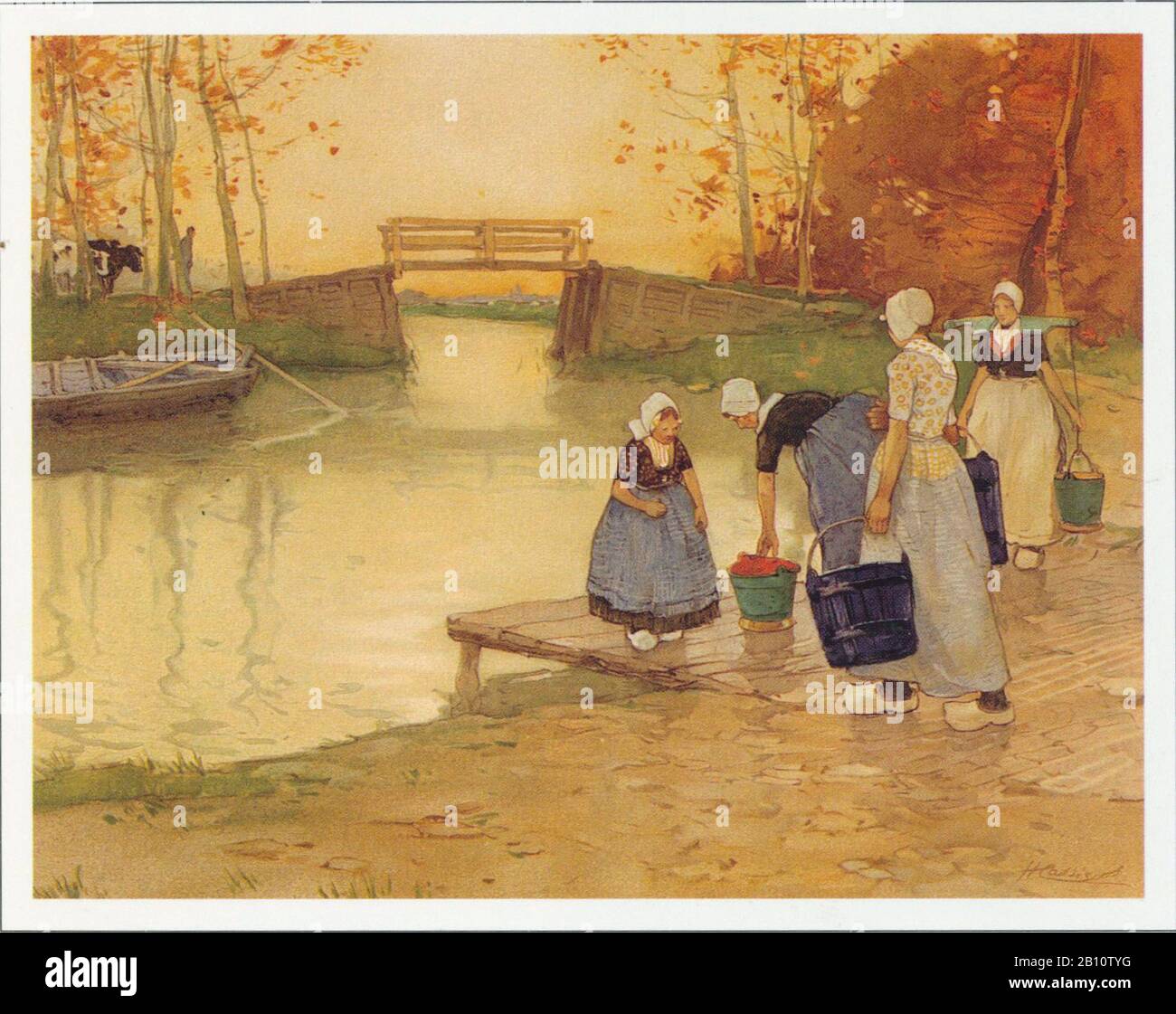 Boerinnen brug - Illustration by Henri Cassiers (1858 - 1944) Stock Photo