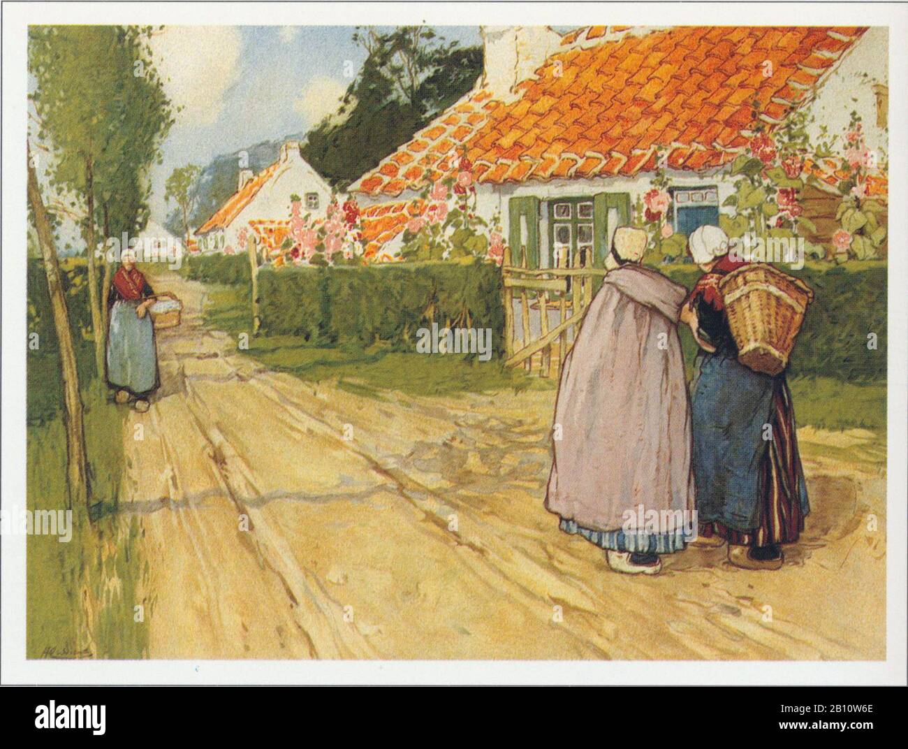 Landweg betuwe - Illustration by Henri Cassiers (1858 - 1944) Stock Photo