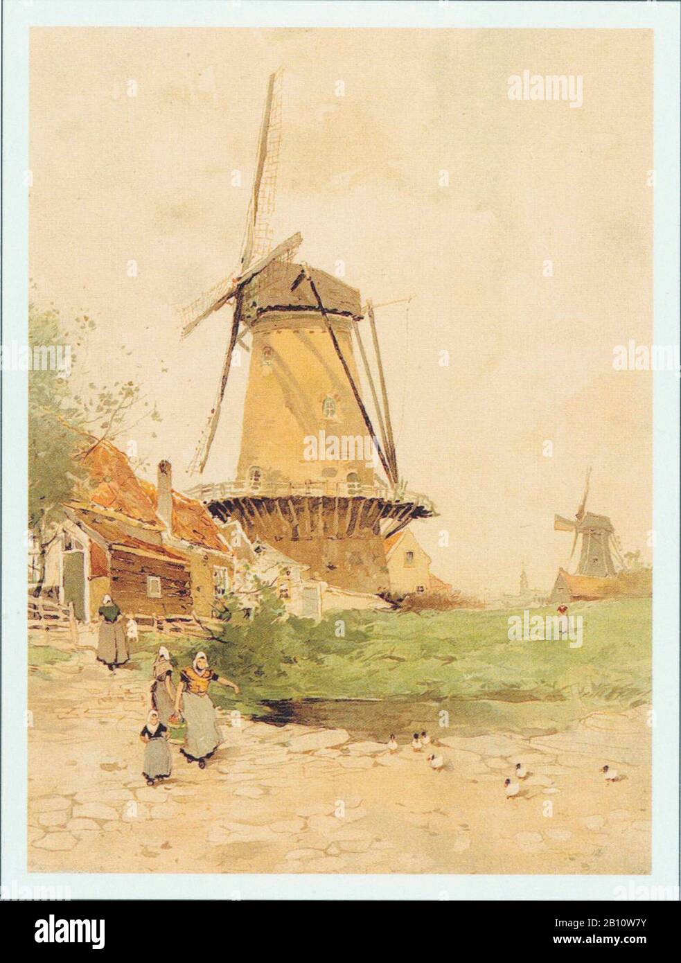 Korenmolen zeeland - Illustration by Henri Cassiers (1858 - 1944) Stock Photo