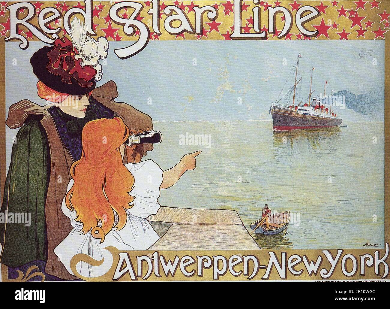 Redstarlineposter -  - Illustration by Henri Cassiers (1858 - 1944) Stock Photo