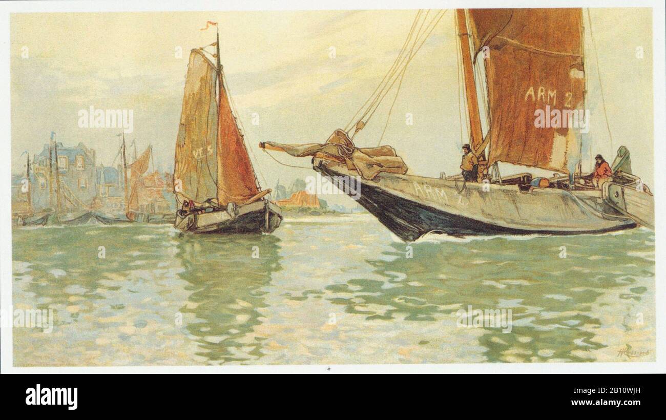 Veere haven - Illustration by Henri Cassiers (1858 - 1944) Stock Photo