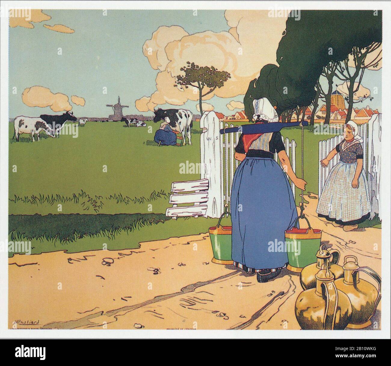 Veere koeien - Illustration by Henri Cassiers (1858 - 1944) Stock Photo