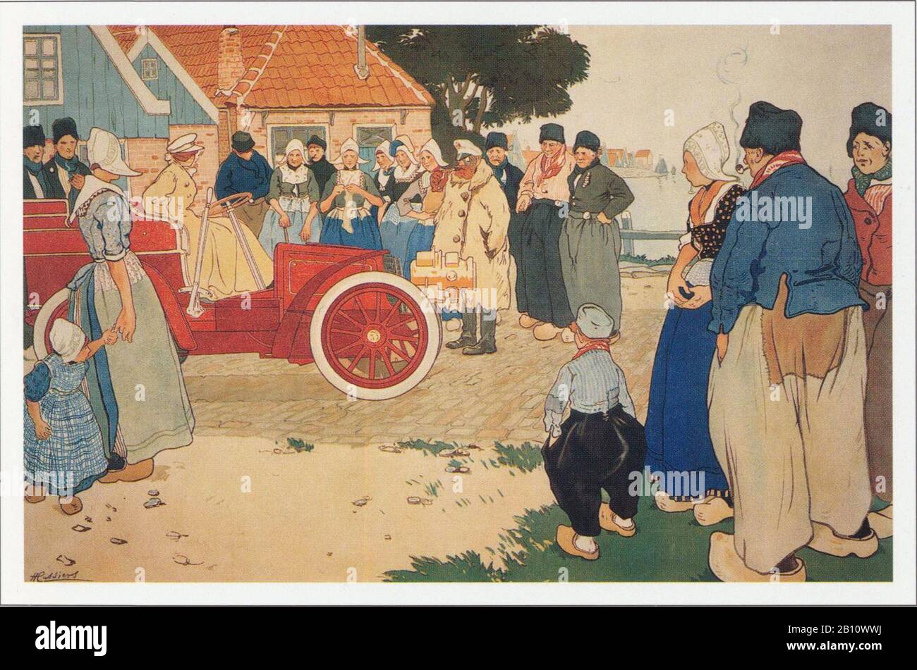 Volendam auto - Illustration by Henri Cassiers (1858 - 1944) Stock Photo