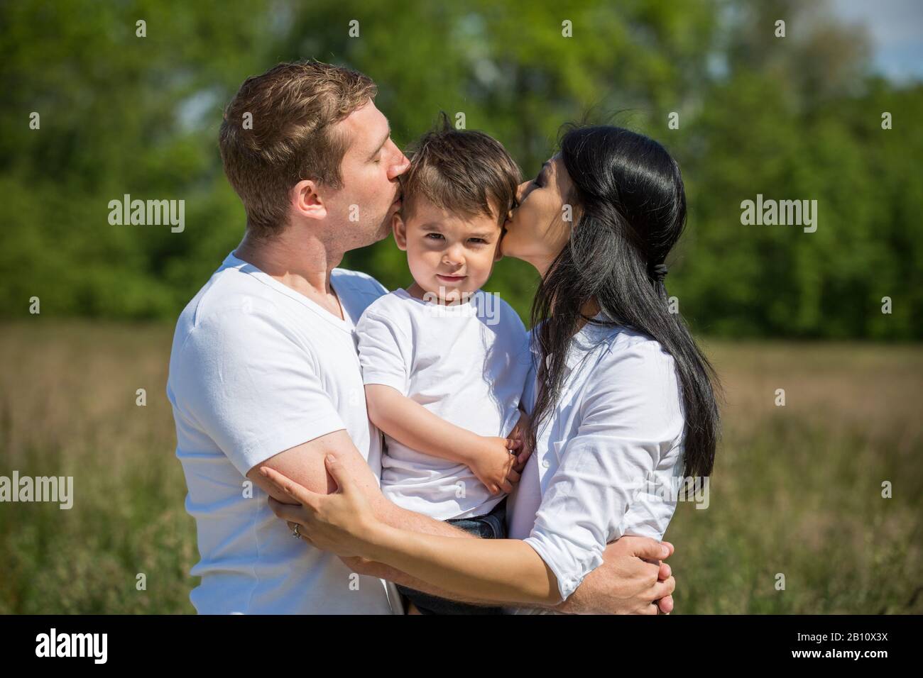 Small family with one child Stock Photo