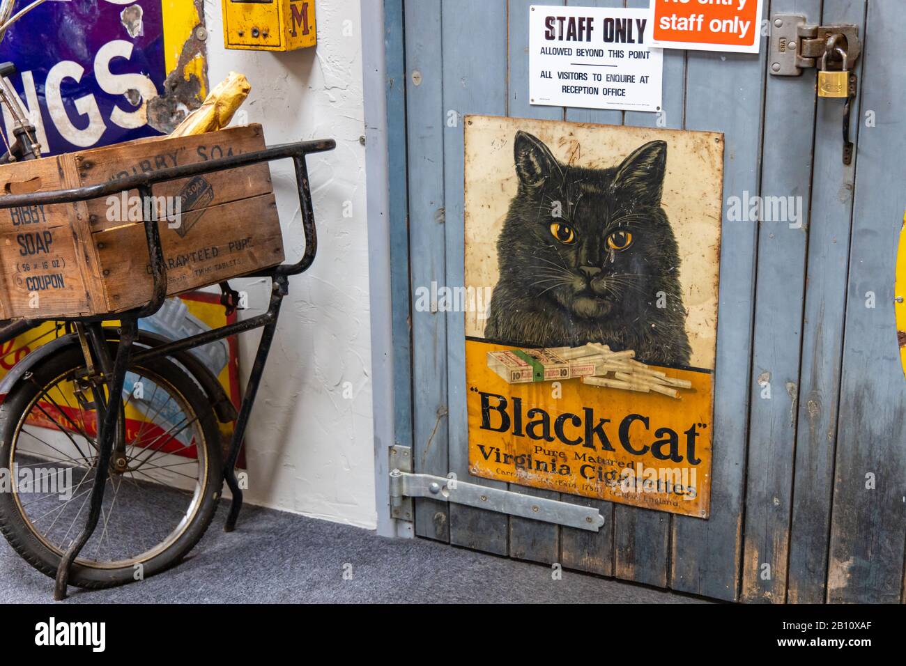 Black Cat sign at a Car and Motor Museum, Lakeland Motor and Bluebird