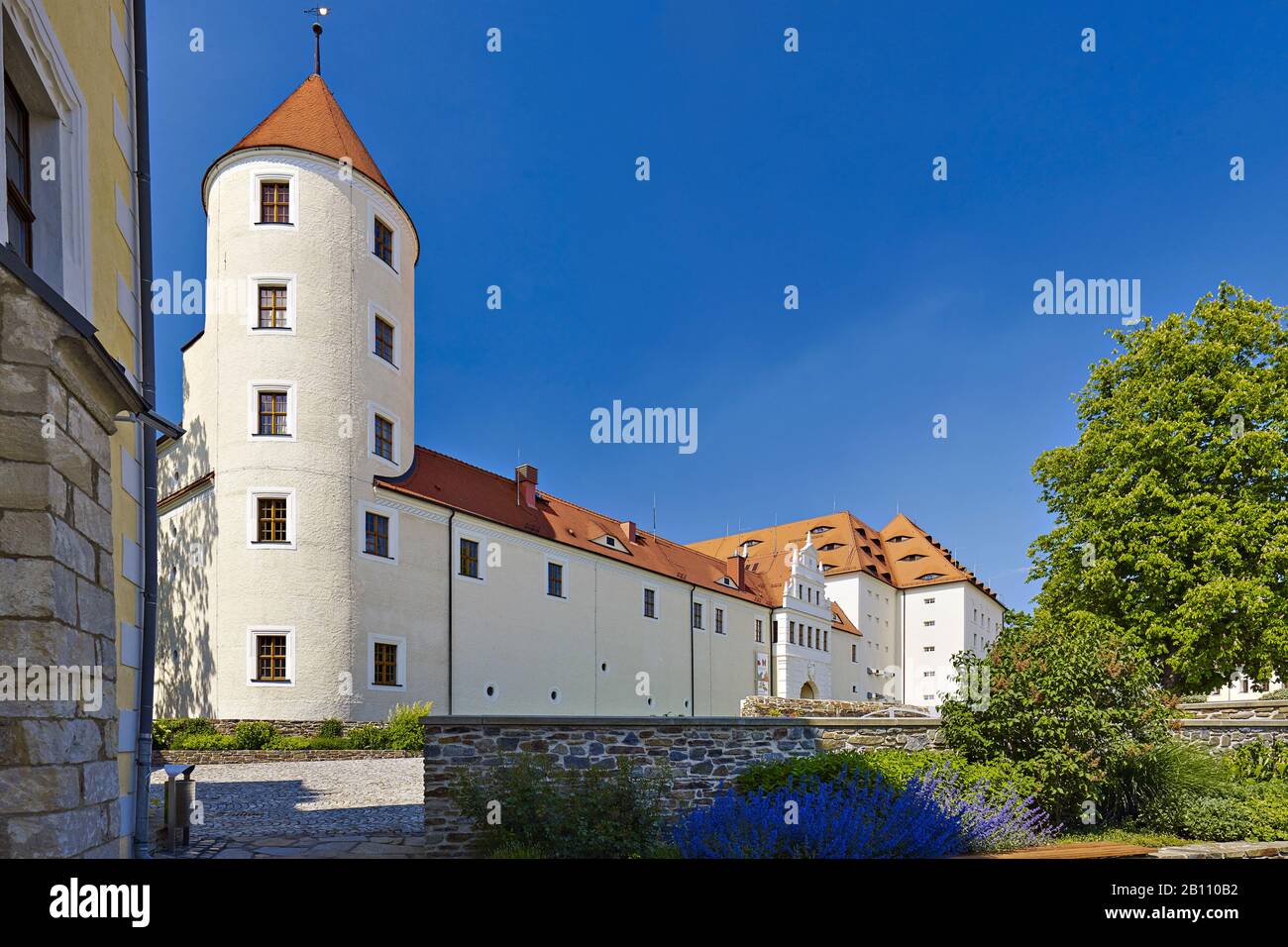 Freudenstein Castle on Schlossplatz, Freiberg, Saxony, Germany Stock Photo