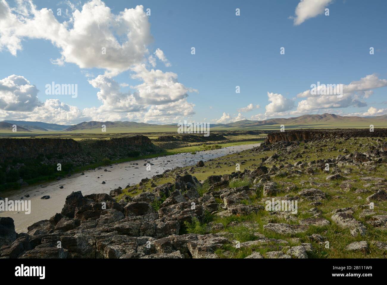 Flussbett in der Mongolei Stock Photo