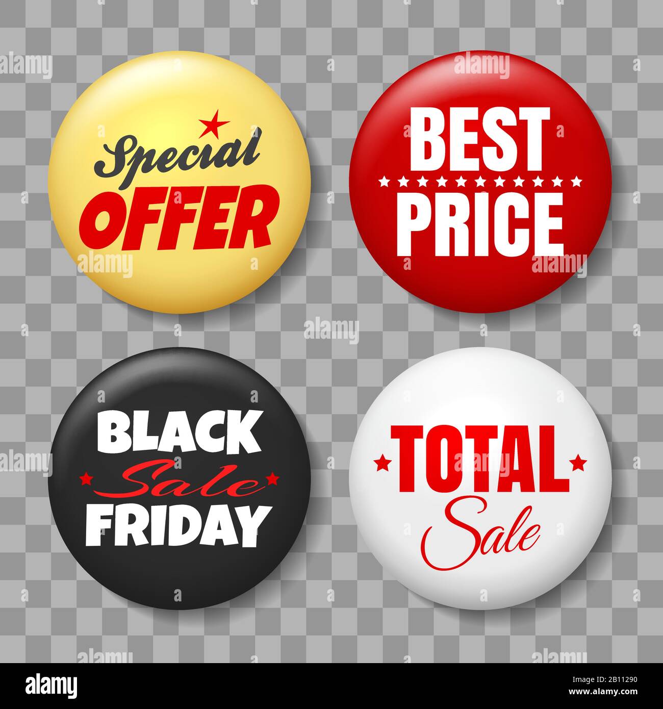 Set of sale buttons or badges. Product promotion Sale, special offer, black friday design templates. Vector illustration. Stock Vector