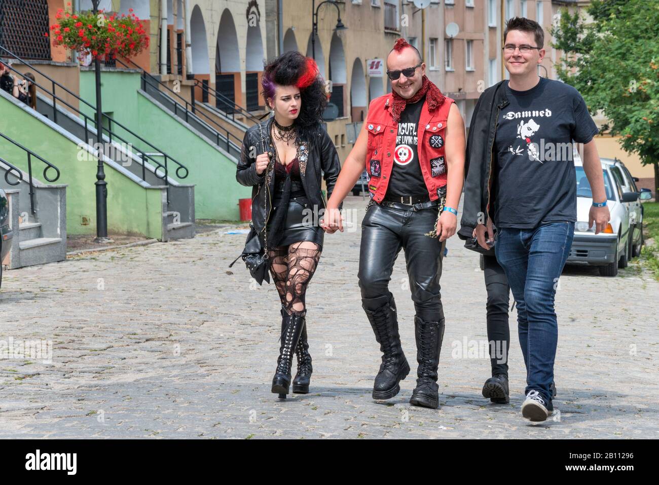 Castle Party participants, Gothic Festival dedicated to the goth subculture, organized at medieval castle in Bolkow, Lower Silesia, Poland Stock Photo