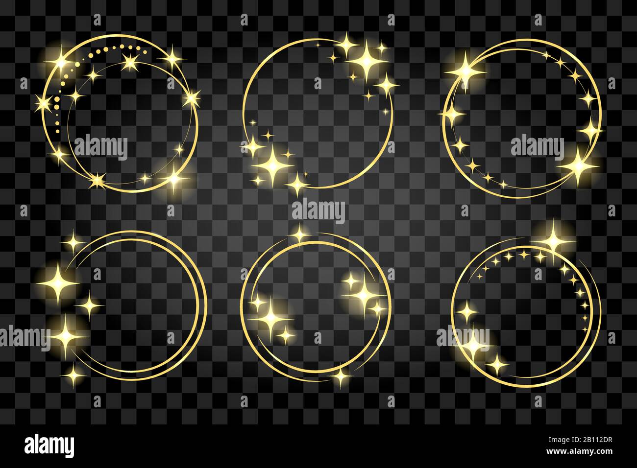 Golden Circle Ring Frames with Shining stars isolated on transparent  background. Vector illustration Stock Vector Image & Art - Alamy