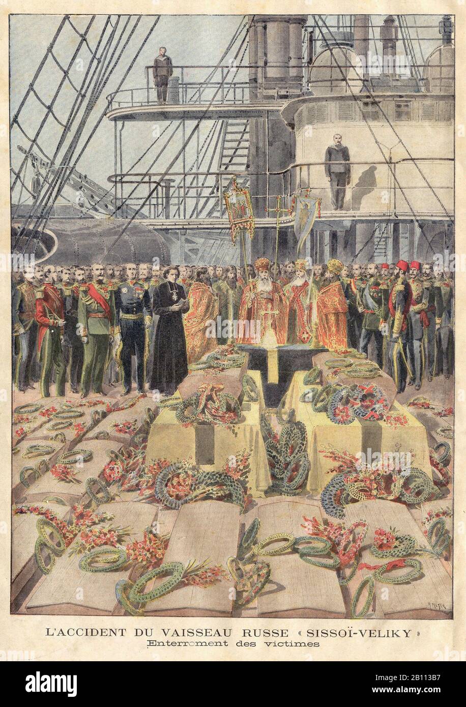 L'ACCIDENT DU VAISSEAU RUSSE SISSOï-VELIKY - THE RUSSIAN SHIP ACCIDENT SISSOI-VELIKY - In 'Le Petit Journal' French Illustrated newspaper - Stock Photo