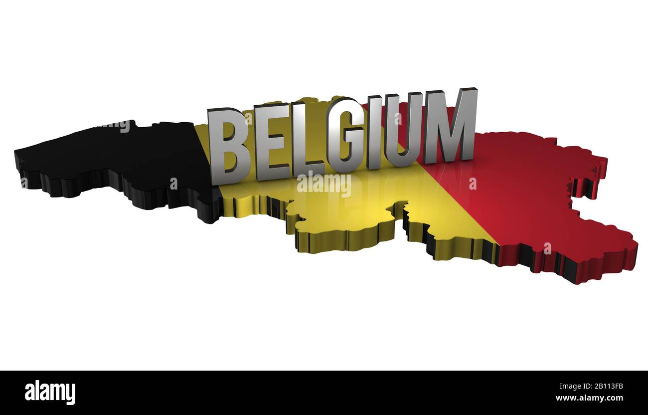3D Belgium Map With Flat Flag Stock Photo - Alamy