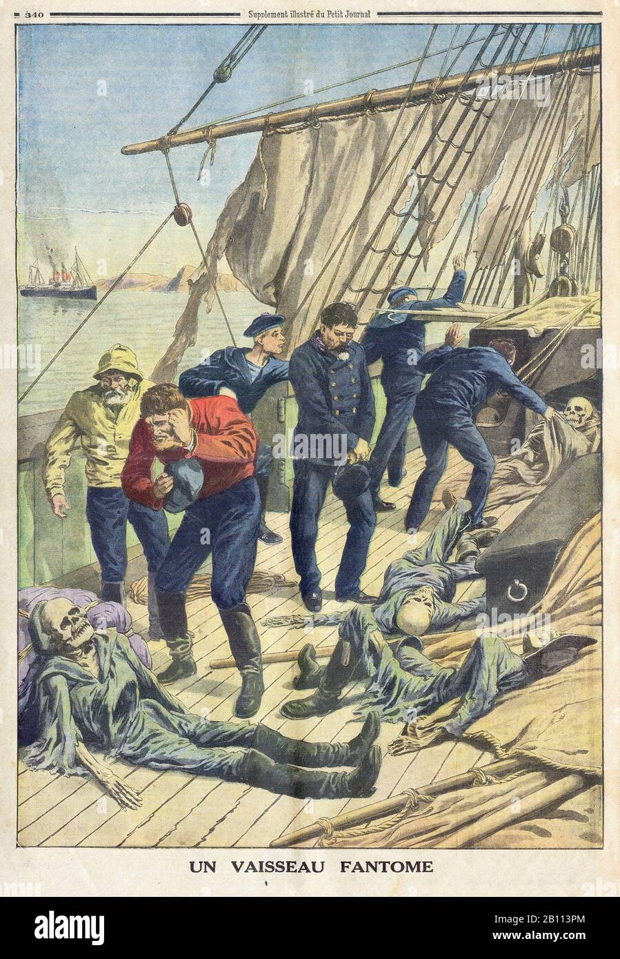 UN VAISSEAU FANTOME - A FANTOME SHIP - In 'Le Petit Journal' French Illustrated newspaper Stock Photo