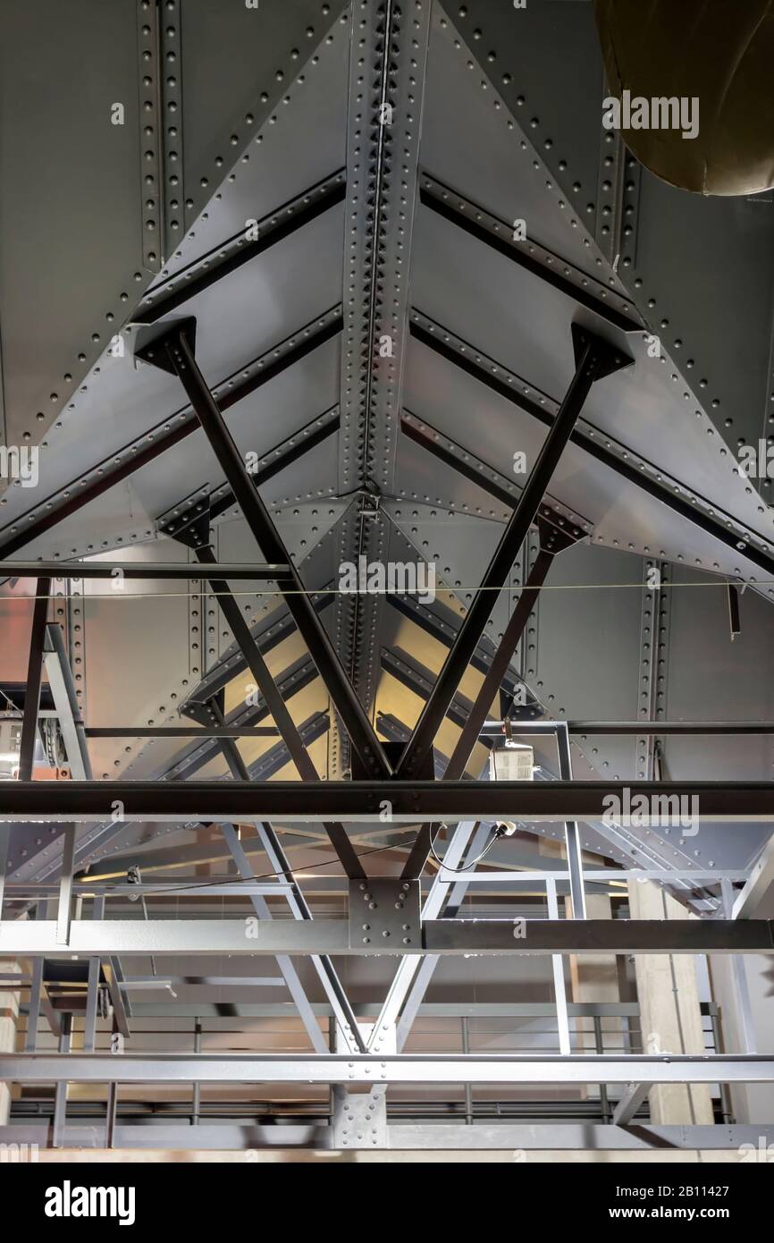 Sights of Poland. Interior of Museum Uprising Warsaw. Old industrial interior. Stock Photo