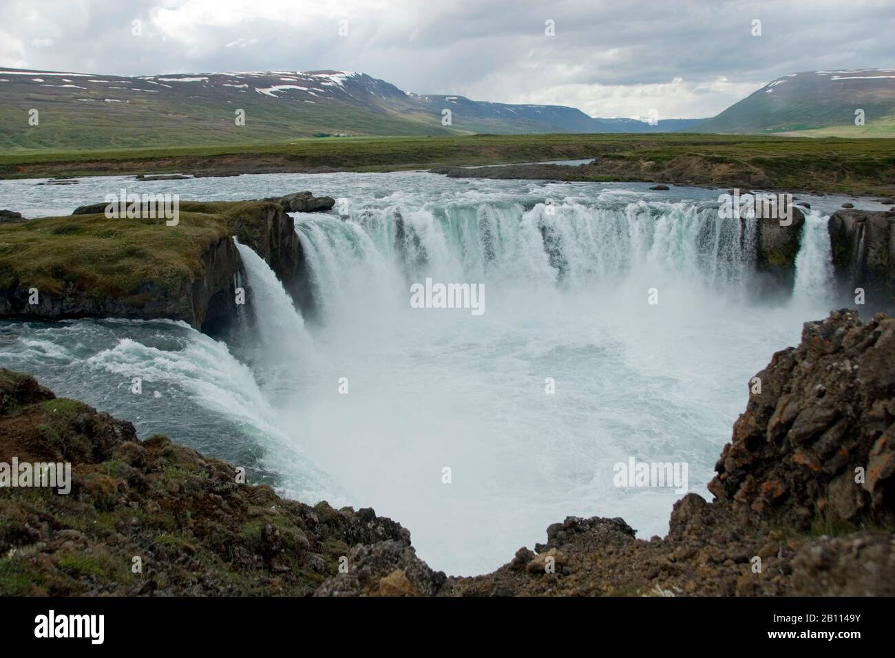 Godafoss, waterfall of the Skjalfandafljot, Iceland, Godafoss Wasserfall Stock Photo