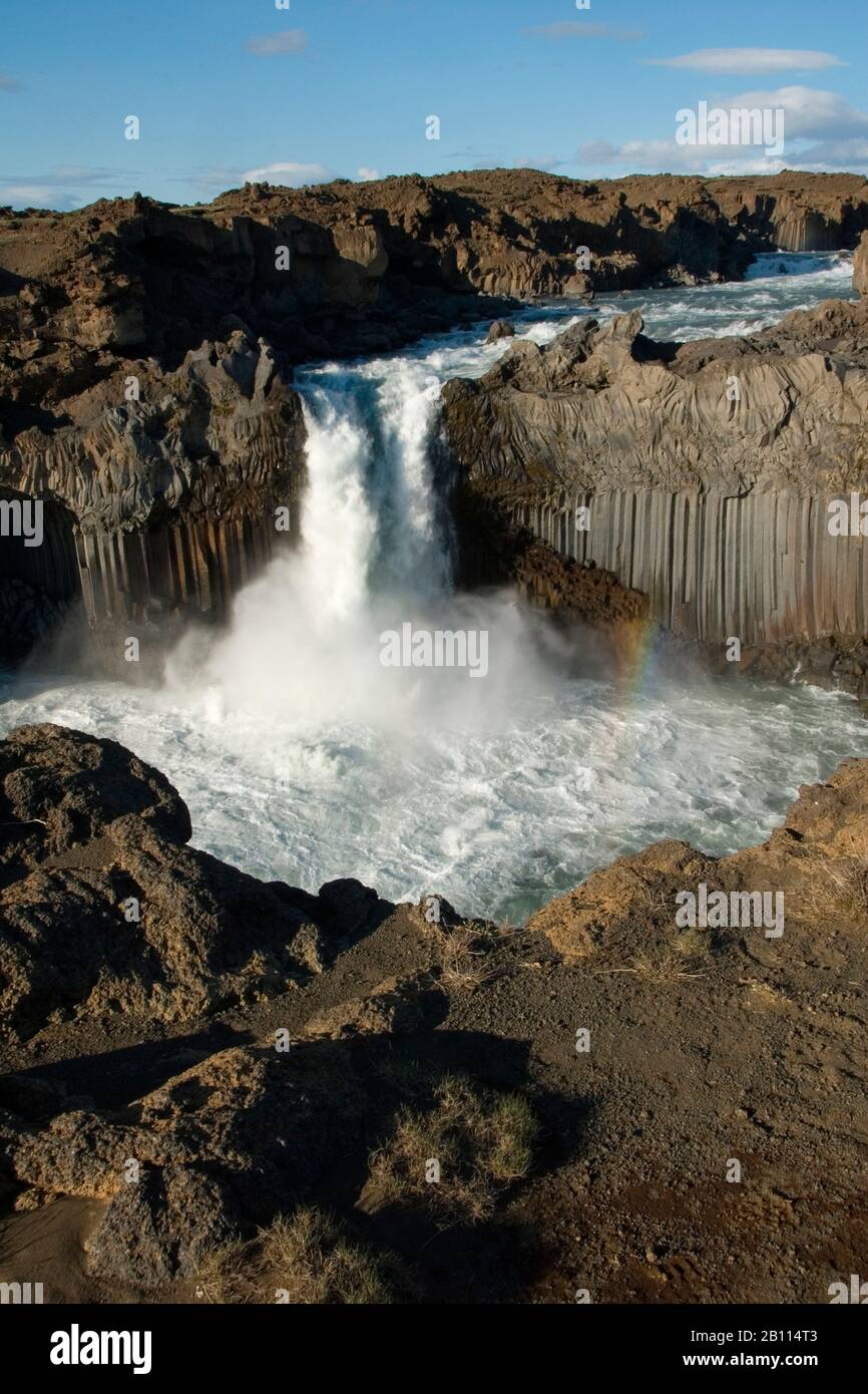 Aldeyjarfoss, waterfall of the Skjalfandafljot, Iceland, Aldeyjarfoss Stock Photo