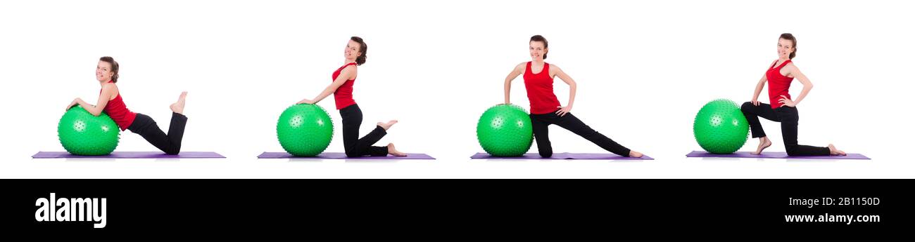 The young woman exercising with swiss ball Stock Photo - Alamy