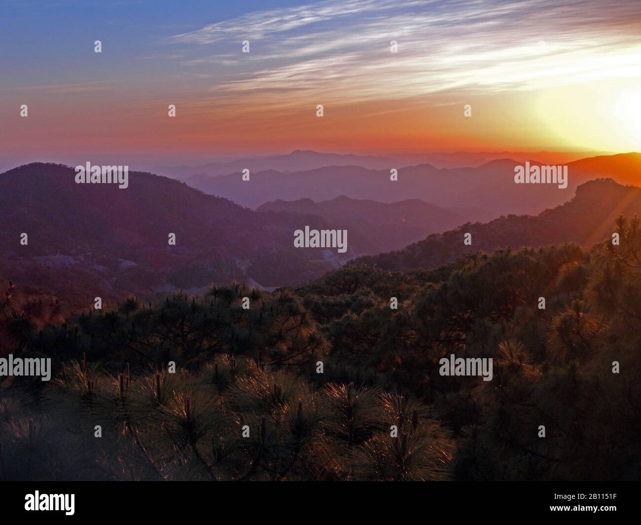 vista from Durango Highway at sunset, Mexico Stock Photo