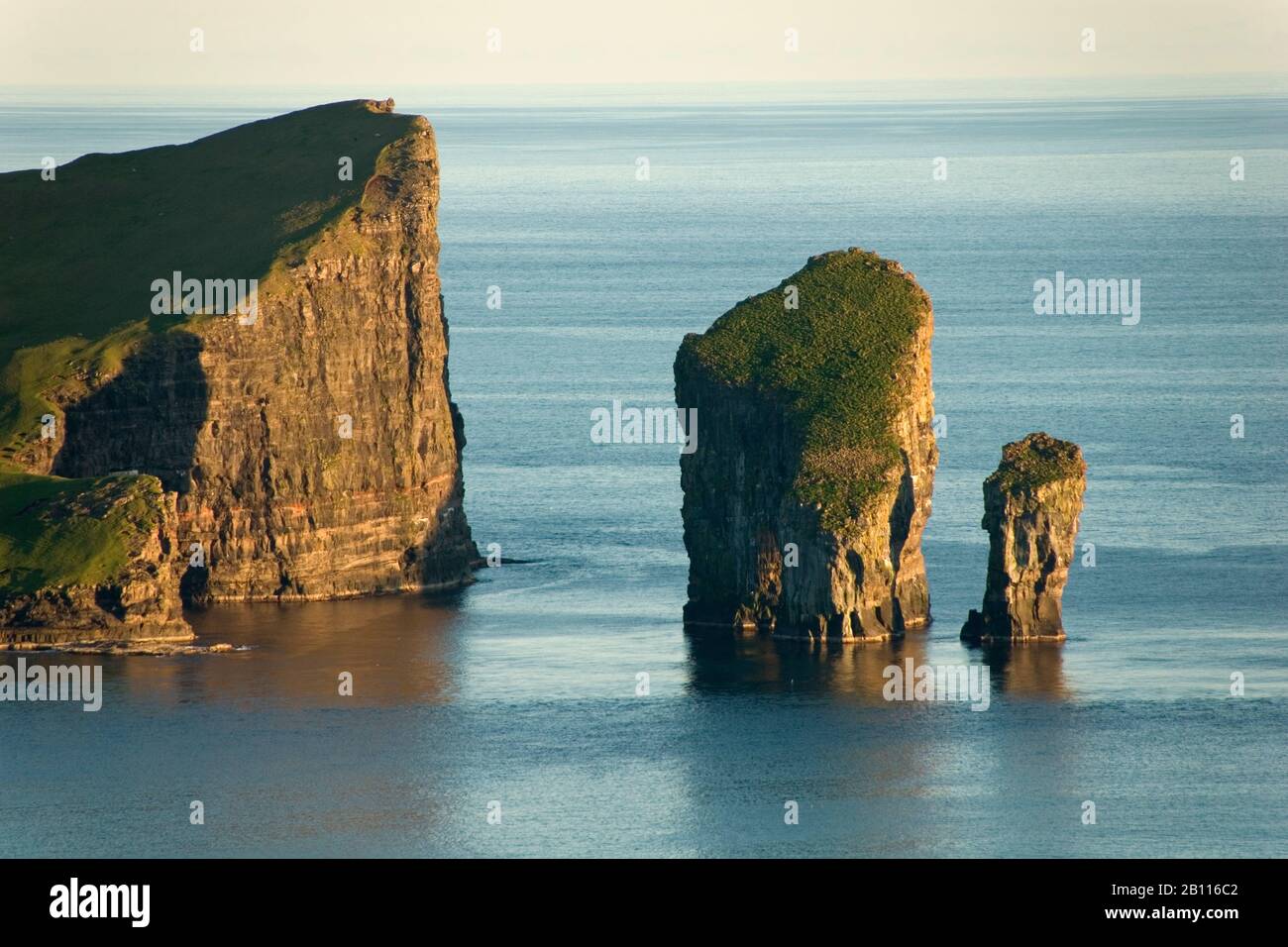 Rocks near Bour, Sorvagsfjordur, Denmark, Faroe Islands, Vagar Stock Photo