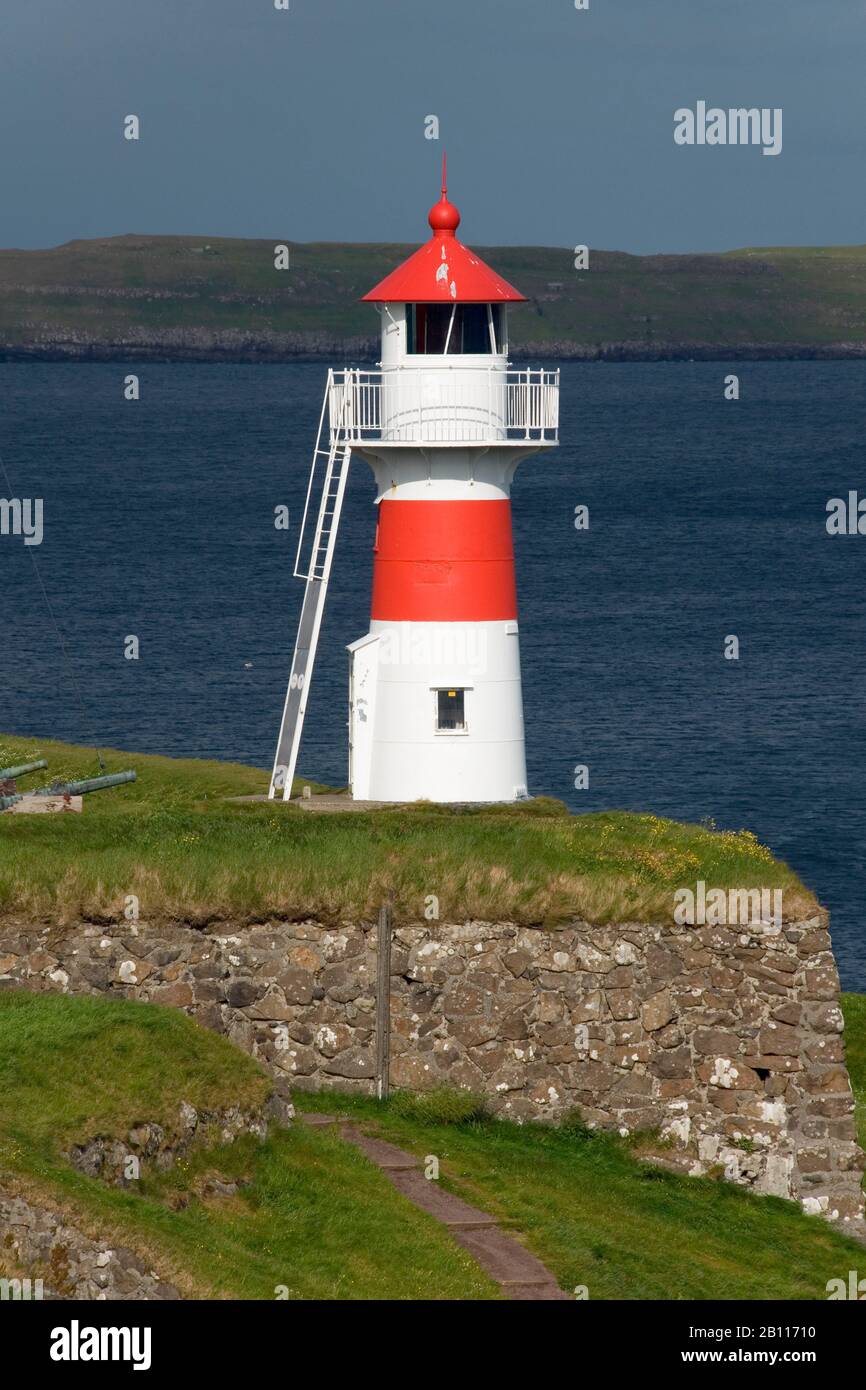 lighthouse of Torshavn, Denmark, Faroe Islands, Streymoy, Thorshaven Stock Photo
