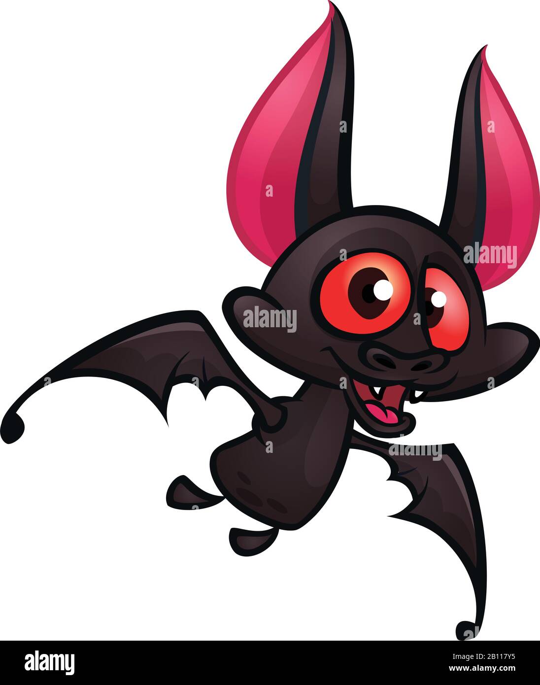 Illustration of Cute Cartoon Halloween bat flying Stock Vector Image ...