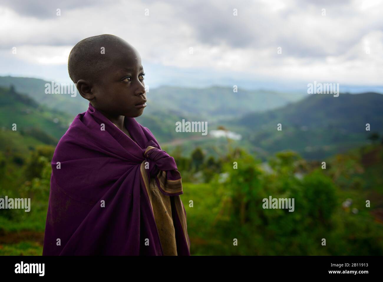 Boy in the Virunga region, Uganda, Africa Stock Photo