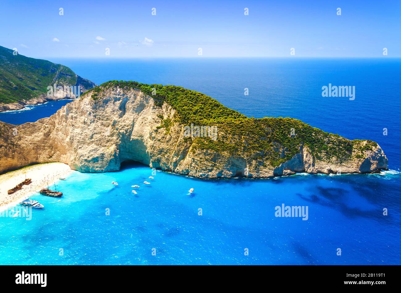 Shipwreck beach. Navagio bay. Zakynthos island, Greece. The most famous and fotographed beach in the world. Stock Photo