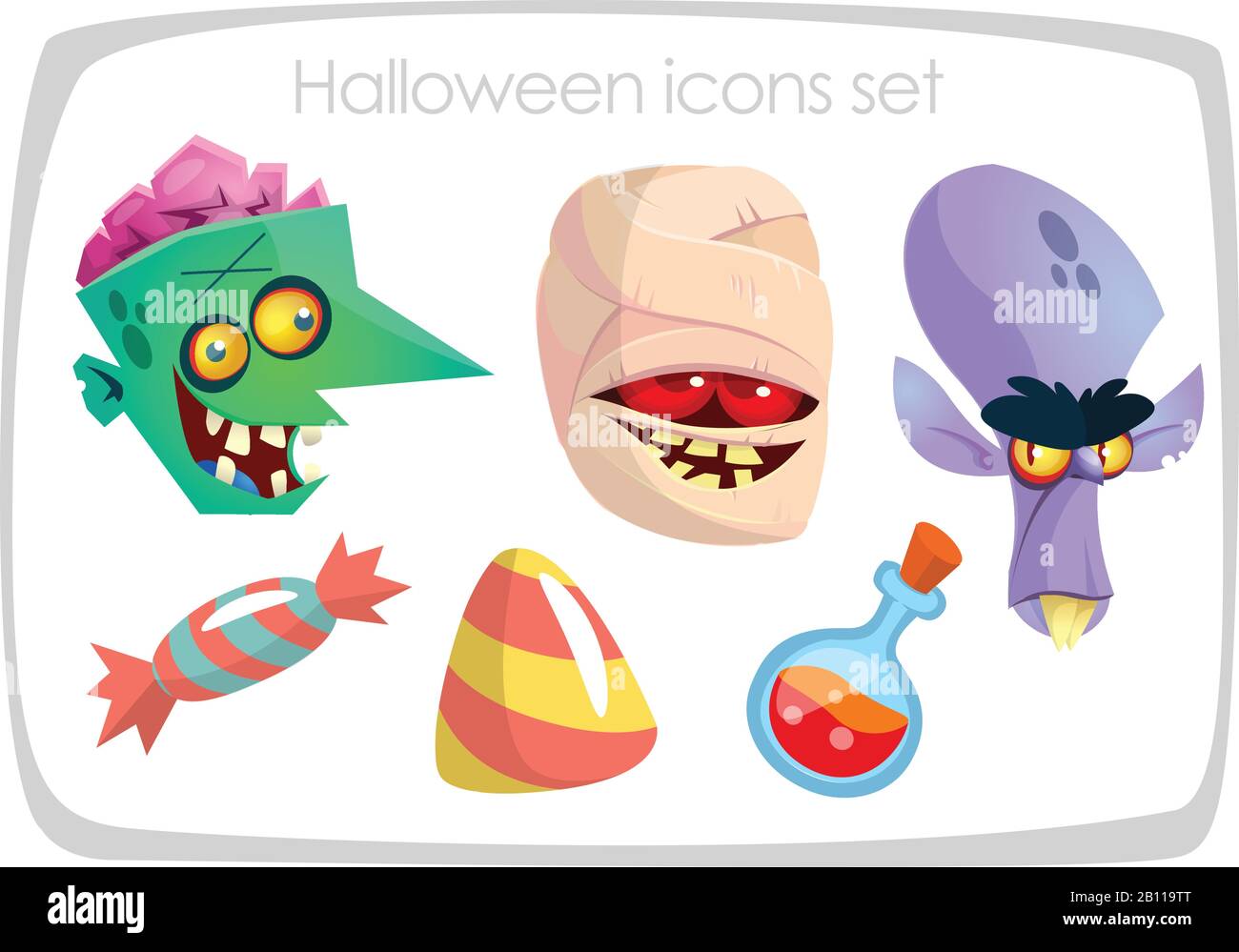 Download Halloween Icons Zombie Vampire Mummy Candy Poison Vector Cartoon Stock Vector Image Art Alamy