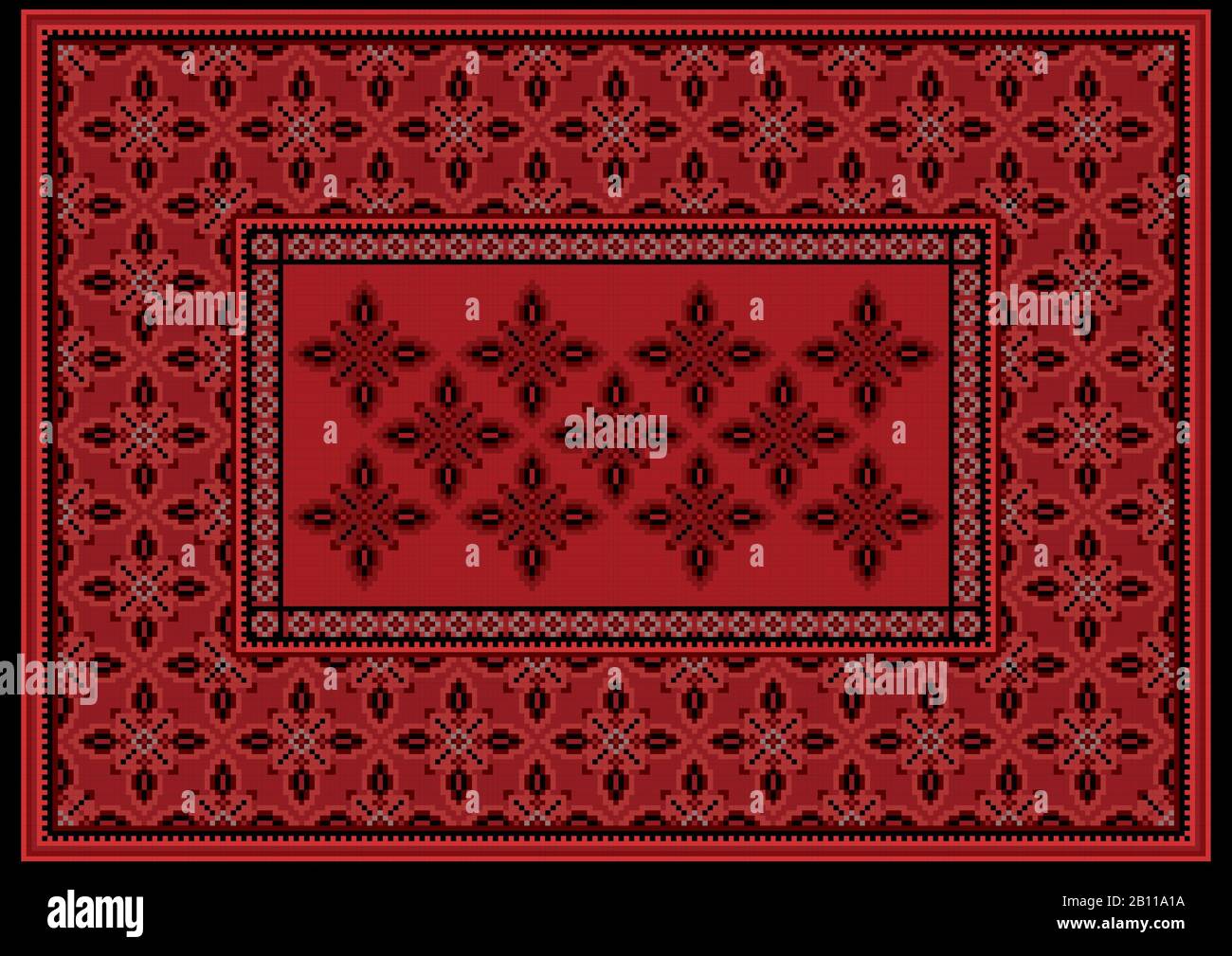 Luxury carpet with ethnic oriental ornament in red and burgundy shades ...