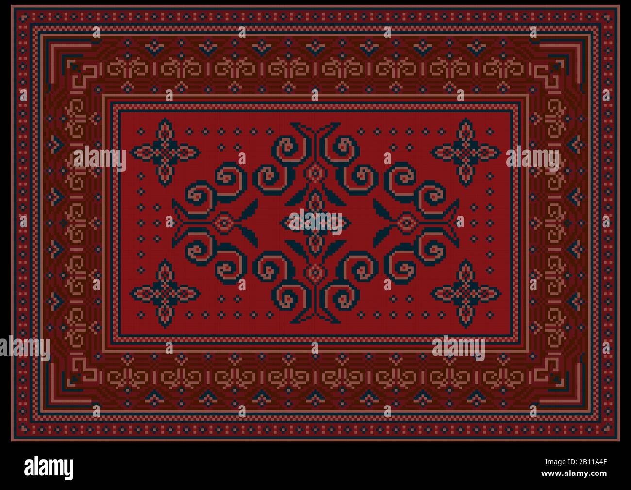 Vintage carpet with ethnic ornaments in red and burgundy shades Stock ...
