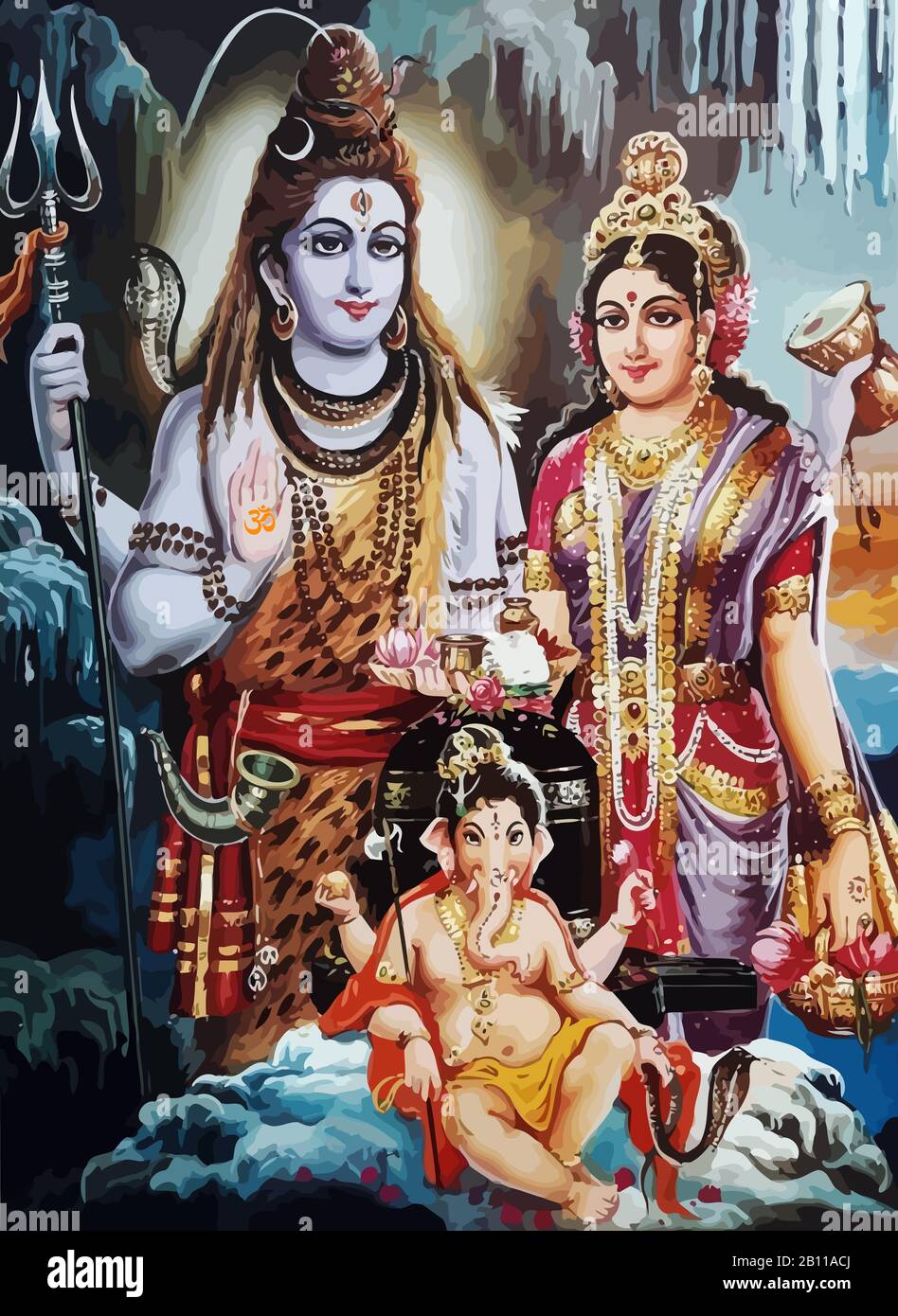 hinduism lord shiva spiritual Saraswati illustration ganesha holy snake  Stock Photo - Alamy