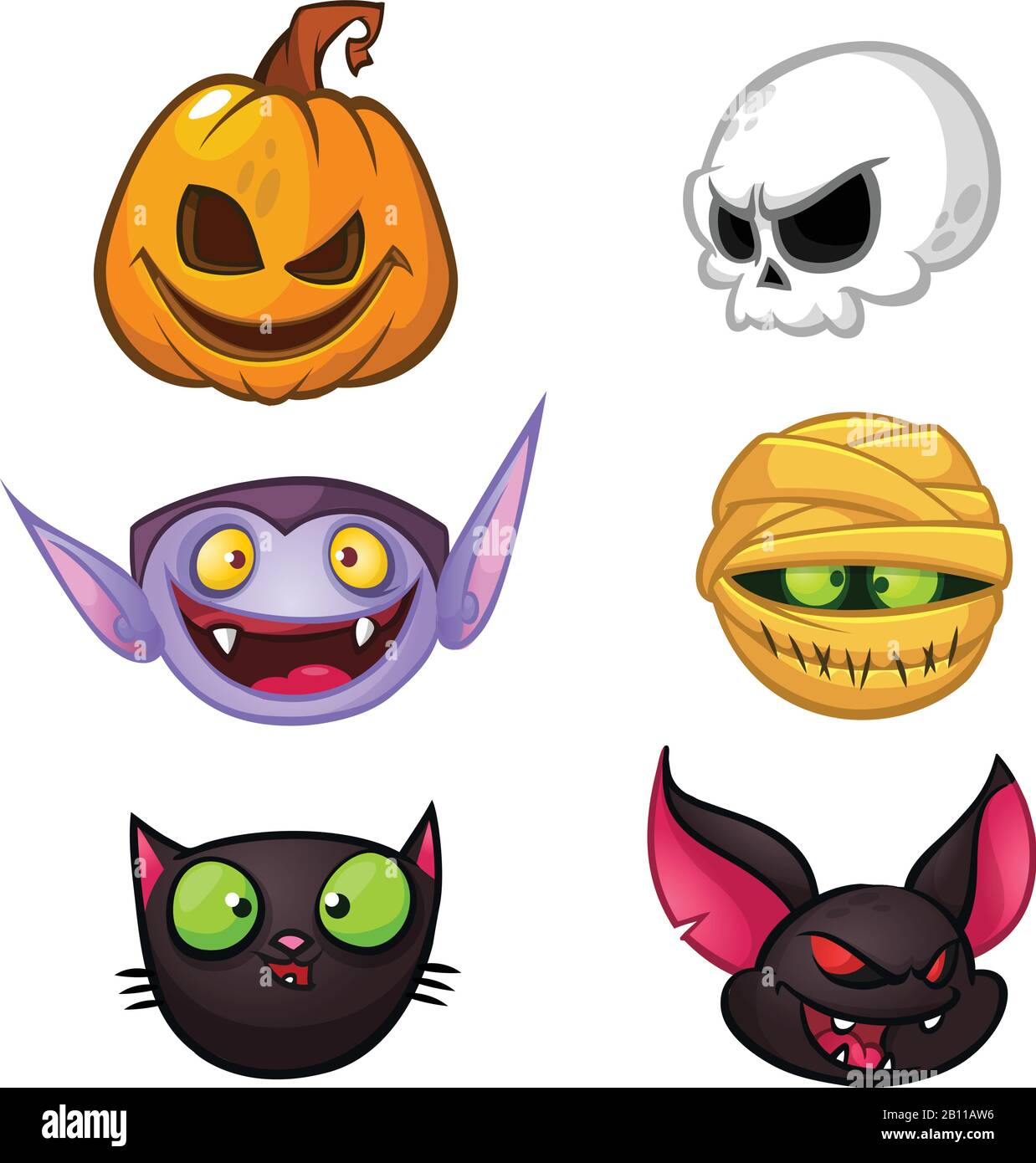 Set Of Halloween Characters Vector Mummy Zombie Vampire Bat Death Grim  Reaper Pumpkin Head Great For Party Decoration Or Sticker Stock  Illustration - Download Image Now - iStock
