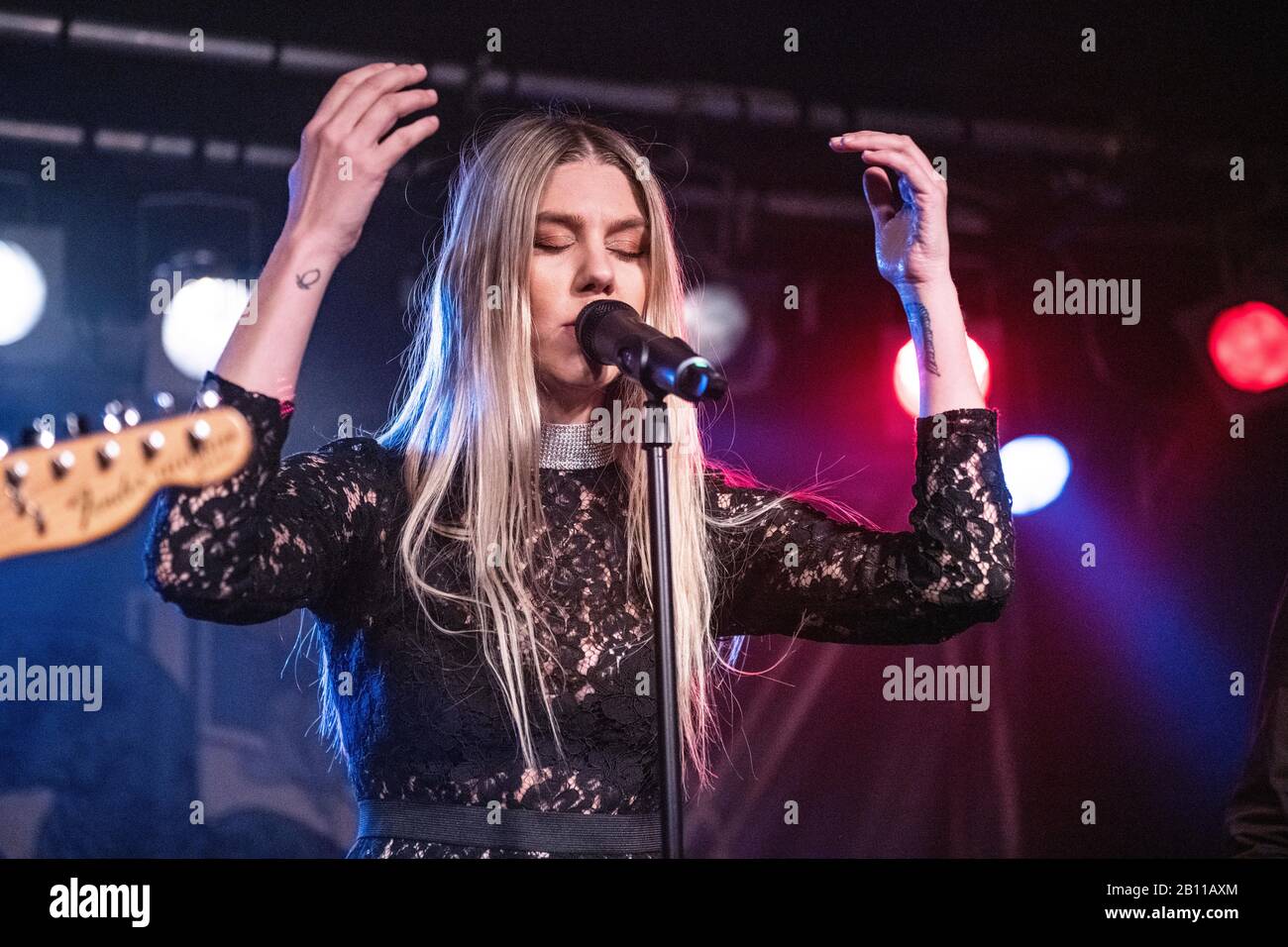 Louise Lemón performing at Razzmatazz 3, Barcelona 21 Feb. 2020. Photographer: Ale Espaliat Stock Photo