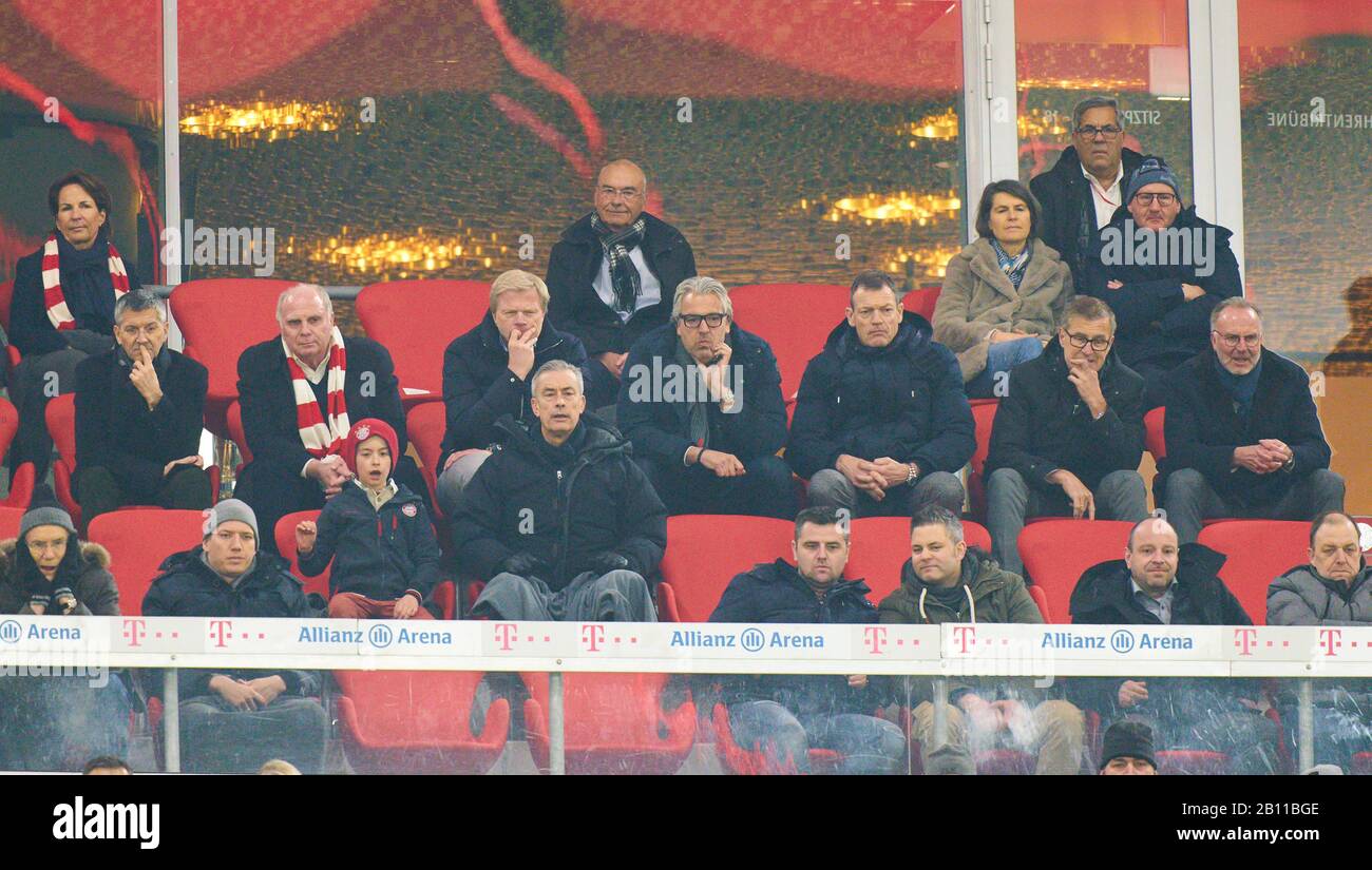 Football Munich - Paderborn, Munich Feb 21, 2020. Karl-Heinz RUMMENIGGE (CEO,  Vorstandsvorsitzender FCB AG), Herbert HAINER, FCB president and Ex CEO  Adidas, President und former president Uli HOENESS (FCB), Jan-Christian  Dreesen, managing