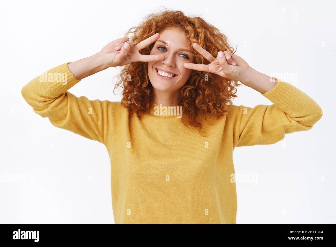 Excited woman dancing over white hi-res stock photography and images ...