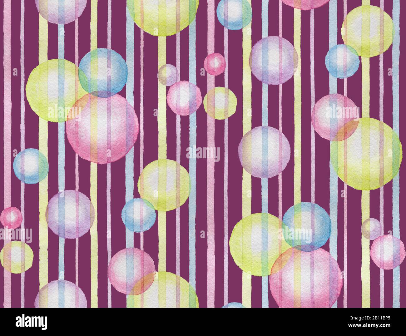 Watercolor abstract seamless violet pattern with bubbles Stock Photo