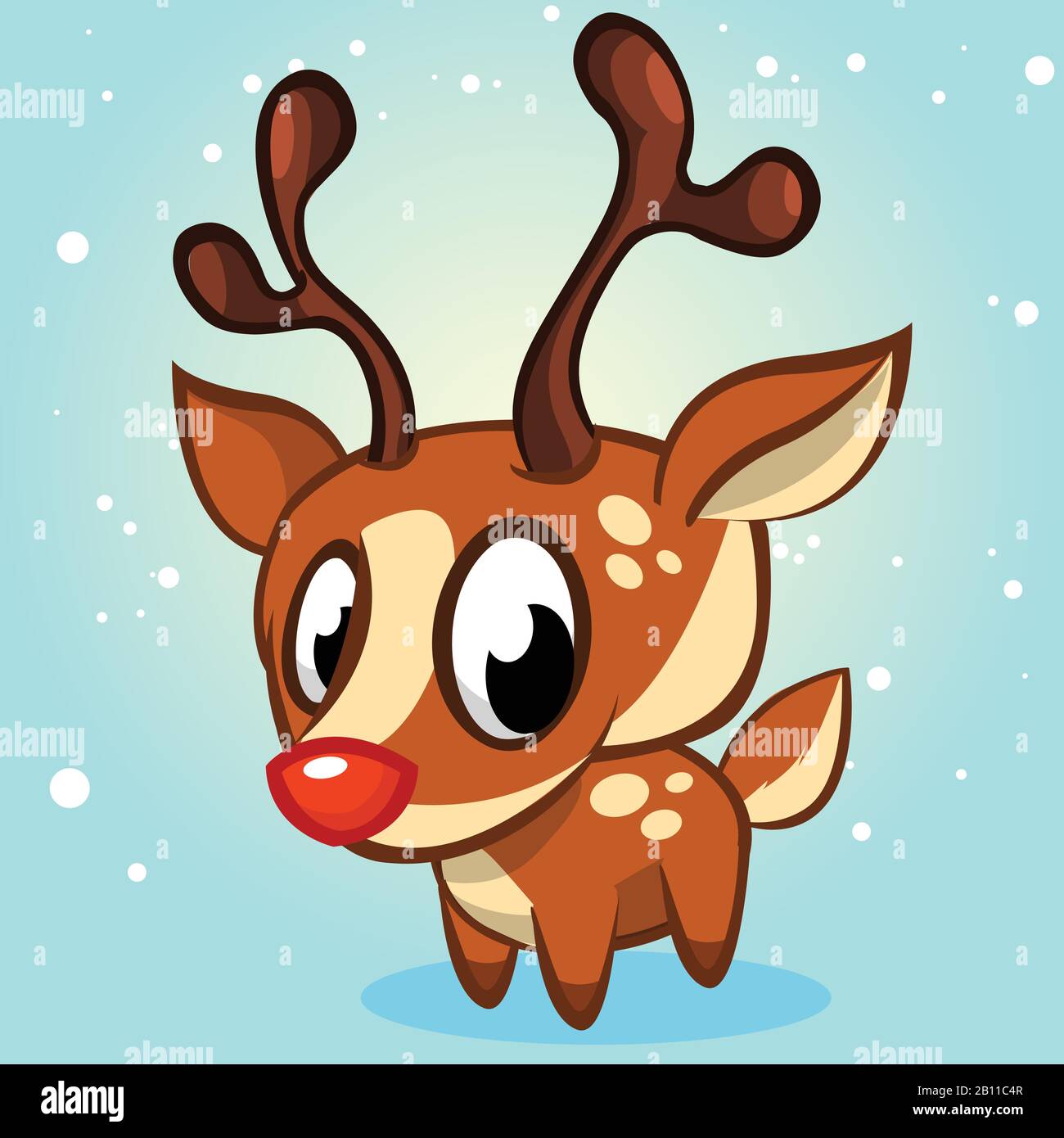 Happy cartoon Christmas red nose reindeer rudolph. Vector illustration of  Christmas character Stock Vector Image & Art - Alamy