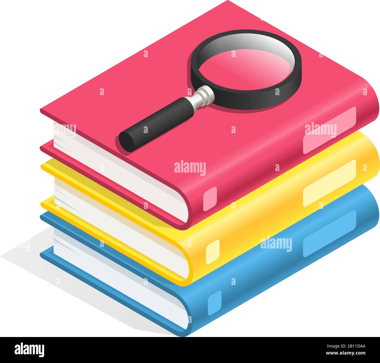 Isometric book icon. Stack of books, textbook pile. Academic reading, wisdom and school education 3d vector symbol Stock Vector