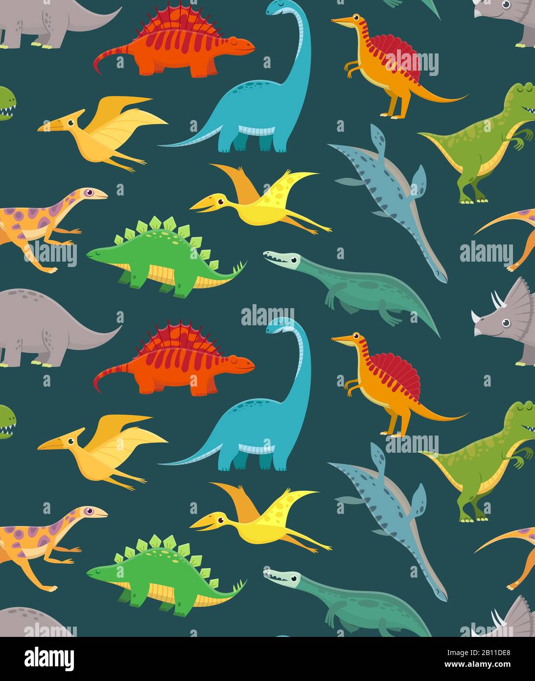 Dinosaur seamless pattern. Cute kids dinosaurs, colorful dragons. Vector  wallpaper Stock Vector Image & Art - Alamy