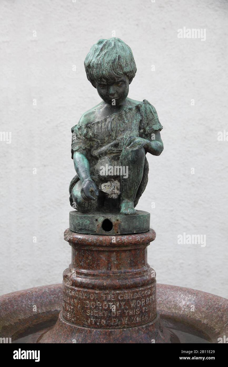 Drinking fountain erected in 1896 in Harris park, Cockermouth, Cumbria, by Canon Rawnsley to commemorate Dorothy and William Wordsworth Stock Photo